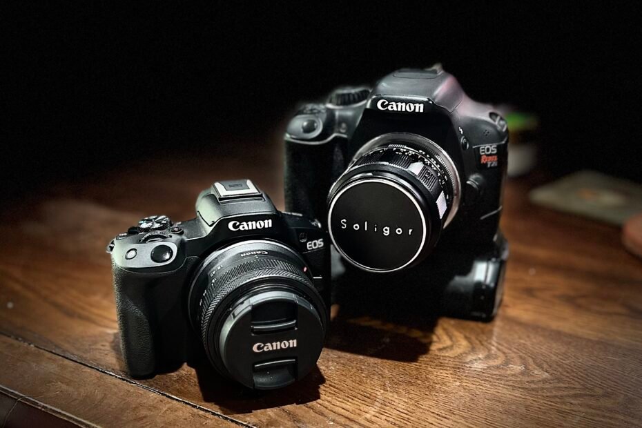 Two Cameras, one film, one dslr, Both Canon.